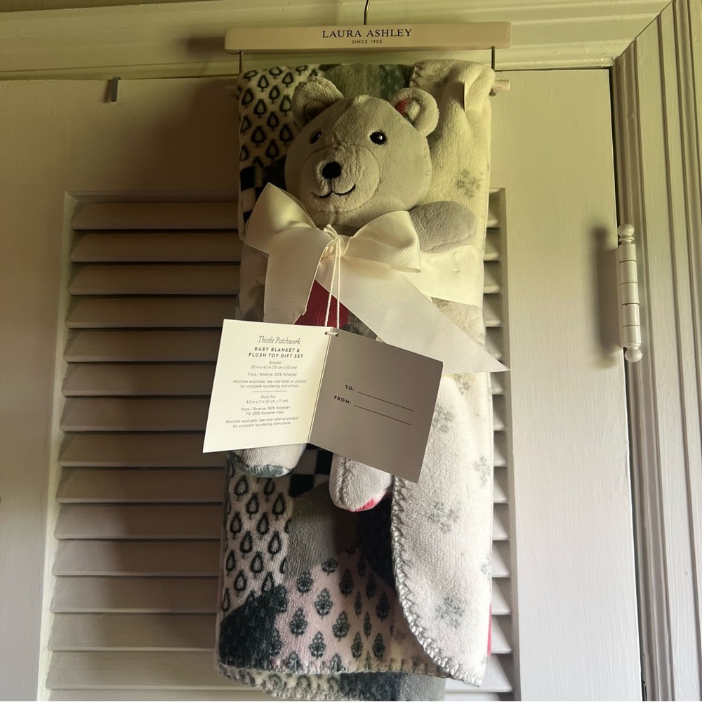 Laura Ashley Baby Blanket & Plush Toy Gift Set